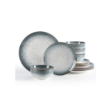 Sweejar 12-Piece Porcelain Dinnerware Set for 4, Light Gray