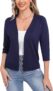 Sykooria Womens Cropped Cardigans 3/4 Sleeve Shrugs Ladies Open Front Lightweight Sweater Elegant Dress Cover Up