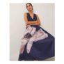 Sylvia V-Neck Floral Print Midi Dress Blue