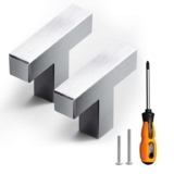 T Bar Square Cabinet Knobs Set of 20 Brushed Satin Finish Steel Handles