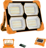 T-SUN 100W Rechargeable Solar Work Lights with USB, IP66 Waterproof Portable Solar Flood Lights Outdoor, 6000mAh 5000LM 4 Light Modes and Magnetic Suction for Yard, Garage, Fishing, Hiking