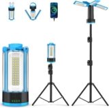 T-SUN Rechargeable LED Work Light with Metal Stand,4100Lumen Portable Magnetic Camping Light,10400Ah Battery,Job Site Lighting for Outdoor Barbecue Golf Fishing Indoor Workshop Garage