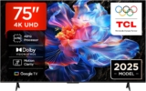 TCL 75V6C-UK 75 4K Ultra HD, HDR TV, Smart TV Powered by Google TV (Dolby Audio, Voice Control, compatible with Google assistant, Chromecast built-in, 2025 New Model)