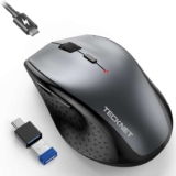 TECKNET PRO Wireless Mouse Jiggler – Rechargeable 2.4G Ergonomic with USB to USB C Adapter, 6400 DPI Adjustable – Sold by TerraGrow-EU / FBA