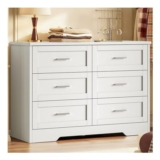 TEENFON 6-Drawer Chest of Drawers, White, Modern TV Stand