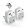 TESSAN UK to European Plug Adapter, Type E F EU Travel Adapter with USB