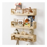 THKVESN Nursery Shelves Set of 3 – Pine Wood, Scalloped Floating