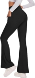TNNZEET Flared Leggings Women with Pockets Yoga Pants High Waisted Trousers Ladies flares activewear, Black legging for gym, Casual stretchy bootcut trousers for sports walking, 70s bootleg dance pants