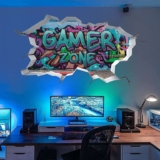 TOARTi Gamer Zone 3D Wall Stickers for Gaming Bedroom Decal (Blue Purple) sold by TOARTI-EU FBA