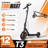 TODIMART T3 Foldable Electric Scooter Adult 30km 250W 8.5 Light Electric Scooter 36V 7.8Ah (With Code) – Sold by LCJJ UK Online Store