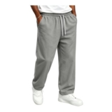 TOFOTL Baggy Joggers, Drawstring Waist, Mens Gray 4XL