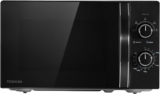 TOSHIBA Black Mirror Front Microwave 20 Liter 700W Manual Control, Compact with 5 Power Levels, Automatic Defrost, Perfect for 9 Pizza, Clock and Timer, Easy Clean, MW2-MM20PF(MB)