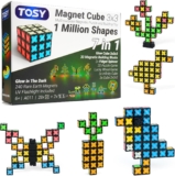 TOSY Magnet Cube 3×3-30 Blocks, 240 Magnets, Easter Birthday Gifts for Kids, Multipurpose: Creative Building Blocks, Transformable Fidget Spinner, Puzzle/Infinity Cube, Glowing STEM Toy