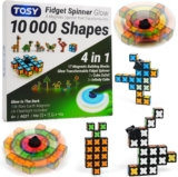 TOSY Magnet Fidget Spinner Glow – 16 blocks, 3 in 1 Toy: Transformable Fidget Spinner, Infinity Cube, 2×2 Puzzle Cube, Glow, Stress Relief, STEM Magnet Tiles Birthday Gift for Kids/Boys/Girls/Adults