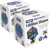 TOSY Magnet Pyramid Stone – 1 Cube Transforms into 1 Billion Shapes (Bunny, Egg Basket, Flowers, Heart), Easter Birthday Gift, 12 pcs, 243 Magnets, Holographic Design, Puzzle/STEM Toy, 2-pack