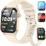 TRAUSI Smart Watches for Women Men, 1.83 inches HD Smartwatch with 120 Sports Modes, Heart Rate/Sleep Monitor, IP67 Waterproof, Bluetooth Call & Music Control for iPhone/Android (Golden)