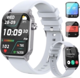 TRAUSI Smart Watches for Women Men, 1.83 inches HD Smartwatch with 120 Sports Modes, Heart Rate/Sleep Monitor, IP67 Waterproof, Bluetooth Call & Music Control for iPhone/Android (Light gray)