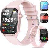 TRAUSI Smart Watches for Women Men, 1.83 inches HD Smartwatch with 120 Sports Modes, Heart Rate/Sleep Monitor, IP67 Waterproof, Bluetooth Call & Music Control for iPhone/Android (Light pink)