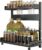 TRAYINDALY 2 Tier Spice Rack, Free Standing Spice Organiser, Expandable Spice Racks, Space-Saving Kitchen Shelf Organiser, Black Shelf Organiser, Spices Organizers and Storage for Kitchen Worktop