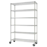 TRINITY EcoStorage 6-Tier Chrome Storage Unit with Casters – Weight Capacity: 453.6kg (per shelf) / 2721kg (total)