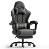 TRIUMPHKEY Gaming Chair With USB Massage Lumbar Support, Footrest, Ergonomic Computer Chair With Reclining Backrest, Headrest Grey Or Black