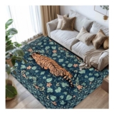 TUKDAK Washable Area Rug, Green Tiger Pattern, 160230cm, Non-Slip