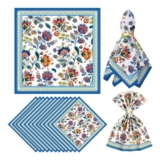 TWINKLEMON Blue Paisley Floral Dinner Napkins Set of 12 50.8×50.8cm