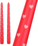 Talking Tables 2 x Heart Taper Dinner Candles 5 Hr Burn, Decorative Table Candles for Romantic Dinners, Valentines Celebrations and Home Styling Unscented Wax with Heart Detail 25cm