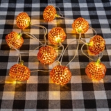 Talking Tables Pumpkin Disco Ball Indoor Halloween LED String Lights Warm Glow Fun Autumnal Decorations Gourd Fairy Light Birthday NYE Party Christmas Home Décor Batteries not Included 1.6m