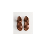 Tan Faux Leather Wide Strap Flat Sandals