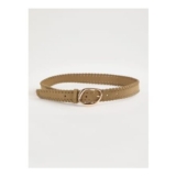 Tan Suede Effect Whipstitch Belt