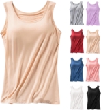 Tank Top with Bra Seamless Cami,Bra Tank Tops for Women UK,Vest Tops