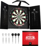 Target Darts Arc Dartboard Lighting System Home Cabinet Set – Includes World Champions Dartboard and 2 Sets of Darts, Black