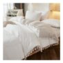 Tassel Duvet Cover Set, 3-Piece, White Beige, Reversible Microfiber