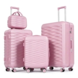 Tavoxda 4-Piece Luggage Set: 20/24/28in, ABSPC, Spinner, TSA, Pink