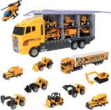 Teamsterz Construction Transporter Vehicle Playset Construction Car, Lorry And Construction Truck Toys Indoor And Outdoor Sandpit Toys Toy Car Launcher Cars Storage And Ramp Ages 3