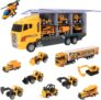 Teamsterz Construction Transporter Vehicle Playset Construction Car, Lorry And Construction Truck Toys Indoor And Outdoor Sandpit Toys Toy Car Launcher Cars Storage And Ramp Ages 3