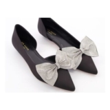 Ted Baker Black & Silver Bow Embellished Ballet Flats
