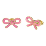 Ted Baker Bowie Bow Enamel Stud Earrings, Gold/Hot Pink