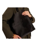Ted Baker Croccon Croc Effect Large Black Icon Bag