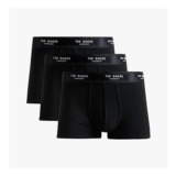 Ted Baker Mens Cotton Trunks, 3-Pack, Black, Size S