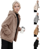 Teddy Fleece Jackets For Women Sherpa Fuzzy Hoodies Warm Winter Coat