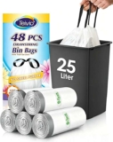 Teivio 25 Litre Small Bin Liners Tie Tap, 48 Count – Sold by TEASHOME / FBA