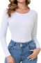 Terecey Womens Thermal Tops Basic Crew Neck Long Sleeve Top Ladies Autumn Winter Base Layer Shirt Slim Fit Warm Underwear Casual Stretch T Shirts S-XXL