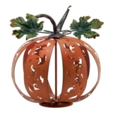Teresas Collections 20cm Metal Autumn Pumpkin Decor Outdoor Garden
