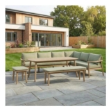 Tetbury Acacia Wood and Rope Corner Sofa Casual Dining Garden Furniture Set