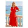 Textured Wrap Bodice Midi Dress