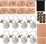 Thank You Gift for Teacher,8 Pack Thank You Card with Envelopes Keychain Brown-Paper Thank You Cards with Envelopes Stainless Inspirational Keychain for Thanksgiving Christmas Graduation Gifts