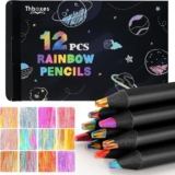 Thboxes 12 Rainbow Colouring Pencils for Kids & Adults, Pre-Sharpened