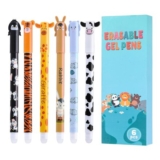 Thboxes Erasable Gel Pens, 6-Pack, 0.5mm, Animal Print